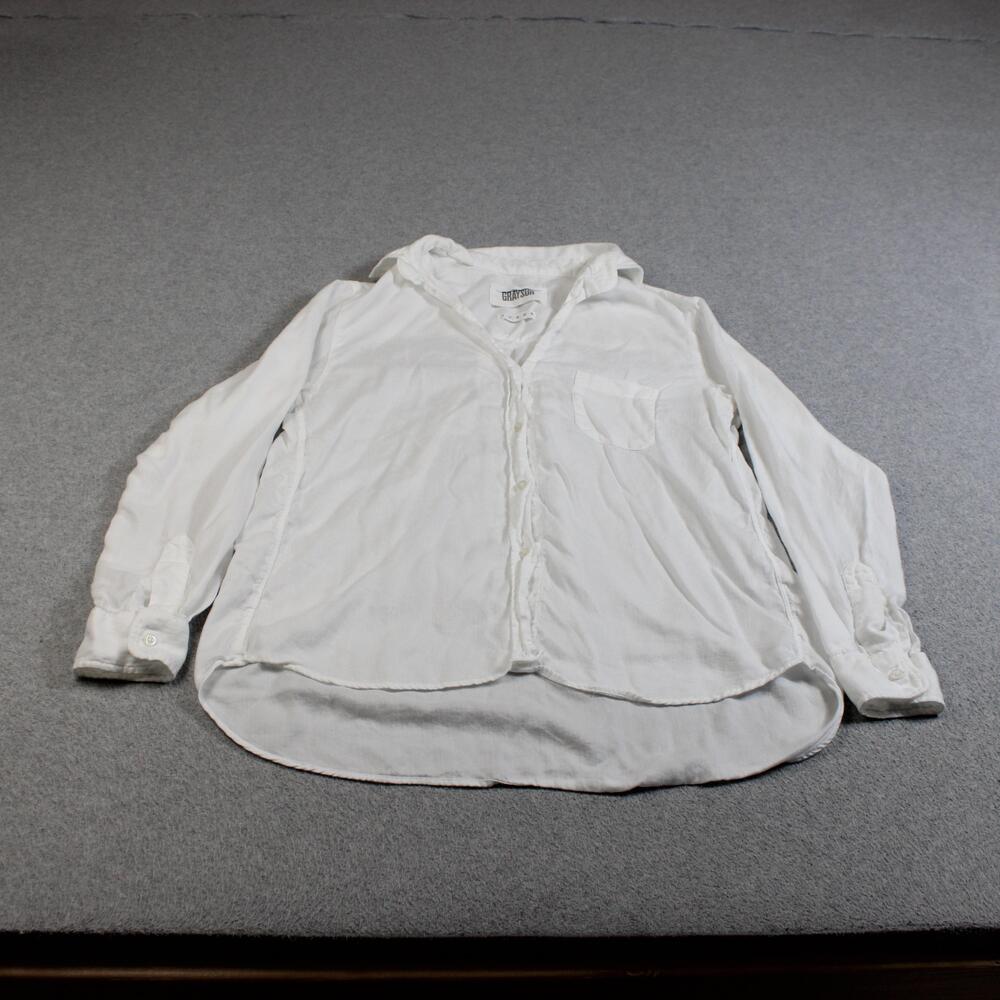 Grayson The Hero Shirt Women 2 White Lyocell Button Front Long Sleeve Coastal